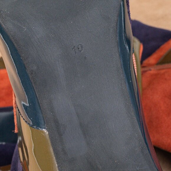 Jeffrey Campbell Wmn Patchwork Patent Leather Retro Vintage Zip Knee Boots sz 10 - Picture 6 of 11